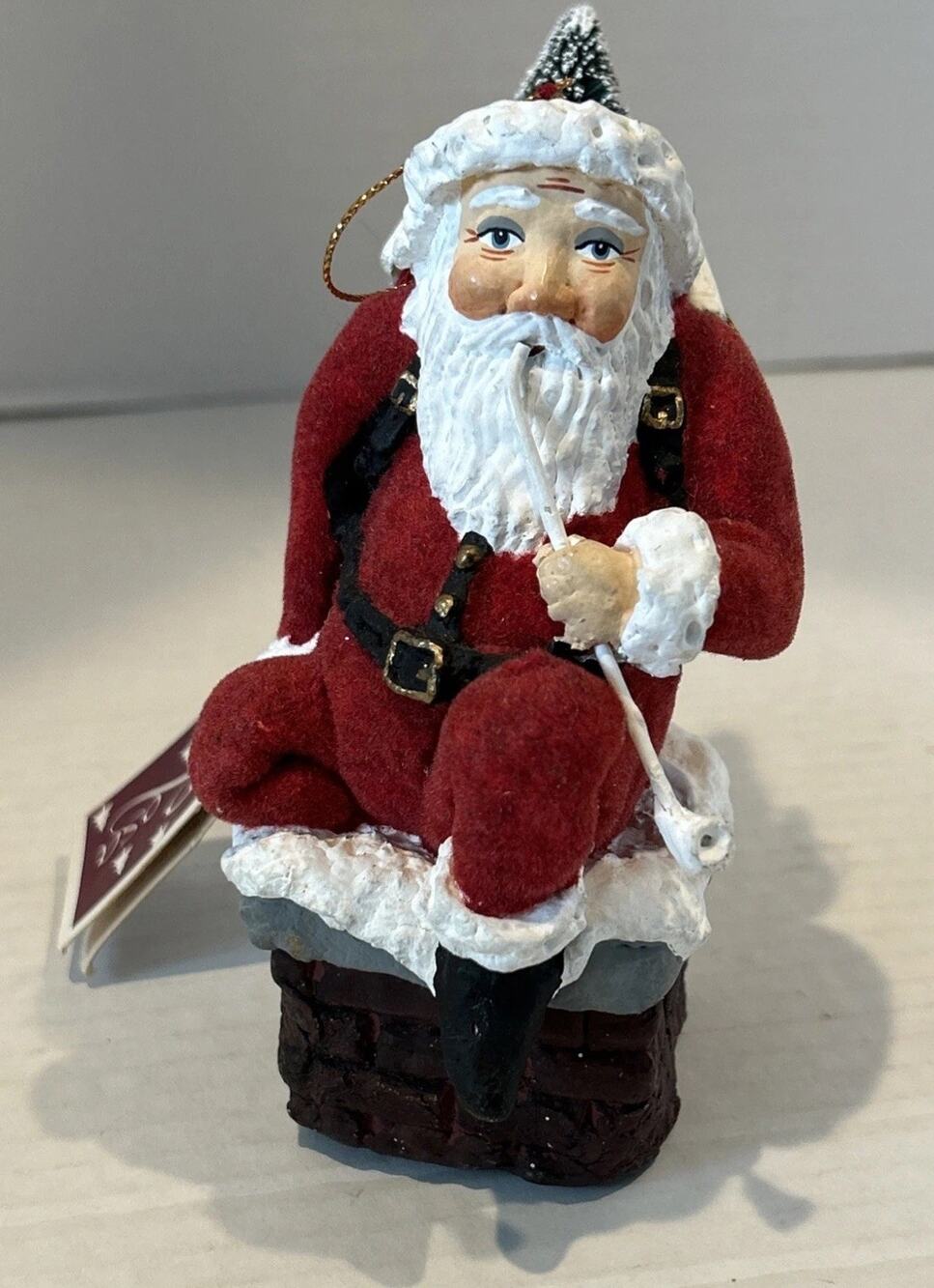 Dept 56 Papa Rosa On Chimney Santa Ornament Christmas Tree With Tags